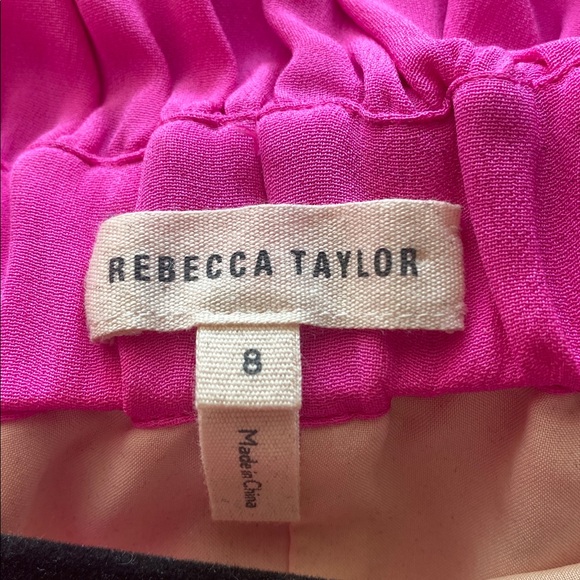 Rebecca Taylor $550 Off-Shoulder Mini Dress Size 8 Fuchsia Pink Ruffle Summer - Picture 2 of 5